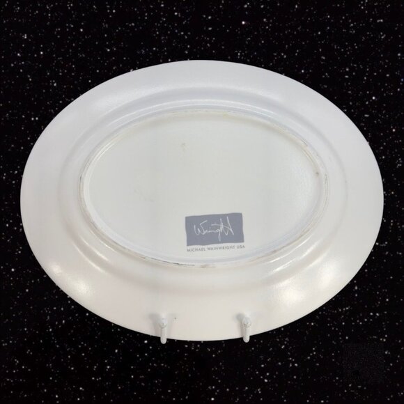 Michael Wainwright Pottery Large Platter Tray Dish Crackled Silver White Ceramic - Picture 4 of 10